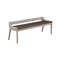 Saltoro Sherpi Kit 60 Inch Modern Dining Bench, Padded Seat, Curved Open Back, Gray, Brown -